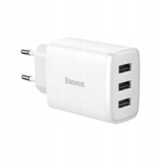 BASEUS Síťová nabíječka BASEUS FAST 3x USB 17W EU, CCXJ020102 bílá