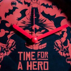 CurePink Stolní hodiny Batman: Time For A Hero (průměr 12 cm)