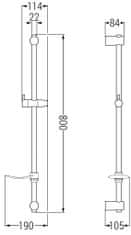 Mexen Df posuvný držák sprchy s mýdlenkou, 80 cm, bílá (79382-20)