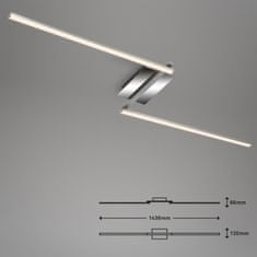 BRILONER BRILONER LED stropní svítidlo, 143,6 cm, 12 W, hliník-chrom BRILO 3500-018