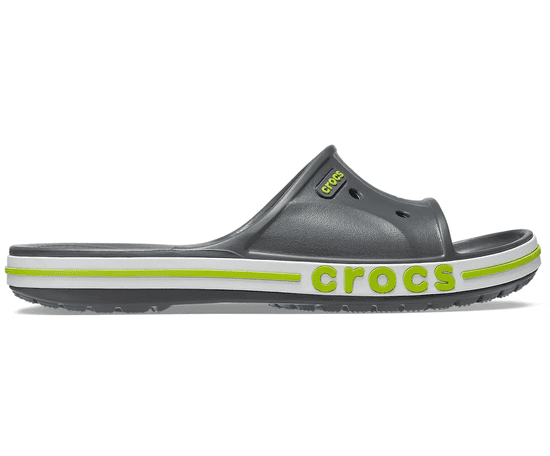 Crocs Bayaband Slides Unisex, 43-44 EU, M10W12, Pantofle, Sandály, Slate Grey/Lime Punch, Šedá, 205392-0GX