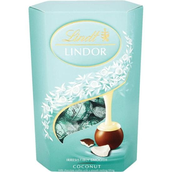 LINDT Lindor čokoládové pralinky s jemnou kokosovou náplní 200g