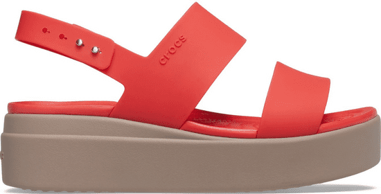 Crocs Brooklyn Low Wedge Sandals pro ženy, 42-43 EU, W11, Sandály, Pantofle, Flame/Mushroom, Červená, 206453-6SQ