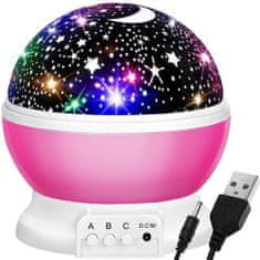 Izoksis 22192 Projektor noční oblohy, USB, růžová