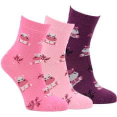 VIO  barevné bambusové vzorované ponožky 8101723 3-pack, růžová/fialová, 23-26