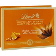 LINDT Thins mléčná čokoláda s příchutí pomeranče 125g