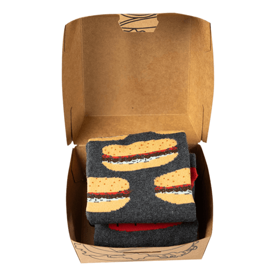 WiTSocks Veselé Ponožky Hamburger+hranolky - 2 páry v dárkové krabičce