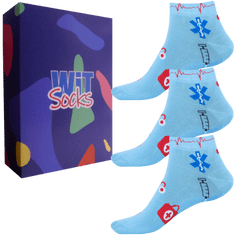 WiTSocks Veselé Ponožky Dárkový set - Zdravotnictví nízké modré, 35-38