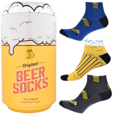 WiTSocks Veselé Ponožky Dárkový set - 3 páry nízkých pivních ponožek v dárkové pivní plechovce, 43-46