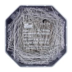 PRYM Špendlíky, 0,60 x 32 mm, stříbrné barvy, 50 g, plastová krabička