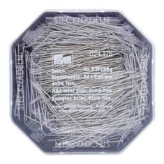 PRYM Špendlíky, 0,60 x 34 mm, stříbrné barvy, 50 g, plastová krabička