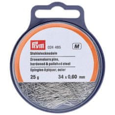 PRYM Špendlíky, 0,60 x 34 mm, stříbrné barvy, 25 g, krabička s poutkem