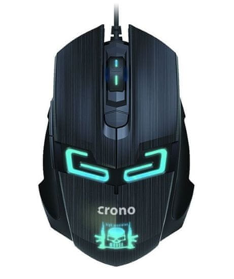 Crono myš CM647/ gaming/ optická/ drátová/ 1600 dpi/ modré LED podsvícení/ 6 tlačítek/ USB/ černá