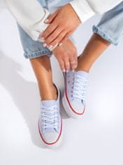 Amiatex Výborné dámské bílé tenisky bez podpatku + Ponožky Gatta Calzino Strech, bílé, 37