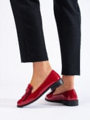 Amiatex Pěkné dámské polobotky červené bez podpatku + Ponožky Gatta Calzino Strech, odstíny červené, 36