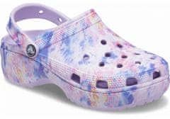 Crocs Classic Platform Tie Dye Graphic Clogs pro ženy, 38-39 EU, W8, Pantofle, Dřeváky, Lavender/Multi, Fialová, 207151-5PT
