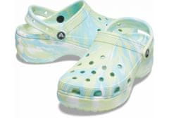 Crocs Classic Platform Marbled Clogs pro ženy, 37-38 EU, W7, Pantofle, Dřeváky, Celery/Multi, Zelená, 207176-3UB