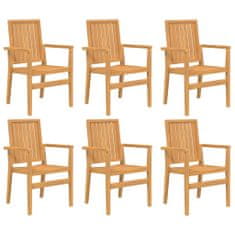 Greatstore Stohovatelné zahradní židle 6 ks 56,5x57,5x91 cm masivní teak