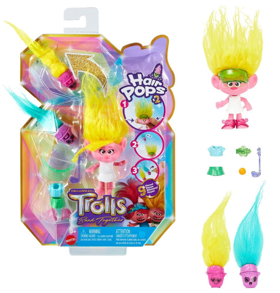 Levně Mattel Trolls Malá panenka Hair pops - Viva HNF02