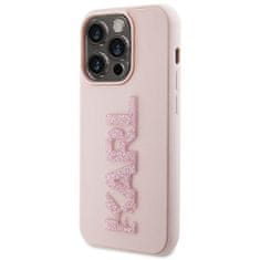 Karl Lagerfeld hard silikonové pouzdro iPhone 15 PRO 6.1" pink 3D Rubber Glitter Logo