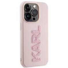Karl Lagerfeld hard silikonové pouzdro iPhone 15 PRO 6.1" pink 3D Rubber Glitter Logo