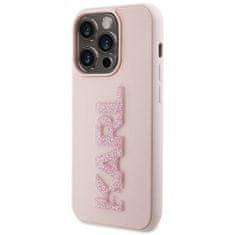 Karl Lagerfeld hard silikonové pouzdro iPhone 15 PRO MAX 6.7" pink 3D Rubber Glitter Logo