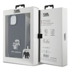 Karl Lagerfeld hard silikonové pouzdro iPhone 15 PLUS 6.7" black Crossbody Saffiano Metal Pin Karl & Choupette