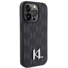 Karl Lagerfeld hard silikonové pouzdro iPhone 15 PRO MAX 6.7" black Leather Monogram Hot Stamp Metal Logo