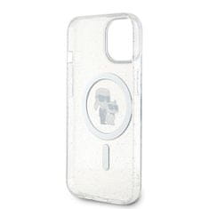 Karl Lagerfeld hard silikonové pouzdro iPhone 15 6.1" transparent Karl&Choupette Glitter MagSafe