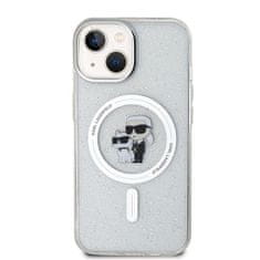 Karl Lagerfeld hard silikonové pouzdro iPhone 15 PLUS 6.7" transparent Karl&Choupette Glitter MagSafe