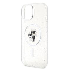 Karl Lagerfeld hard silikonové pouzdro iPhone 15 PLUS 6.7" transparent Karl&Choupette Glitter MagSafe
