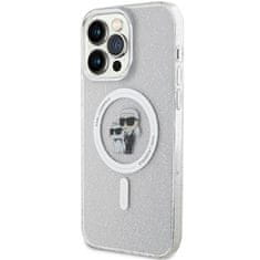 Karl Lagerfeld hard silikonové pouzdro iPhone 15 PRO MAX 6.7" transparent Karl&Choupette Glitter MagSafe