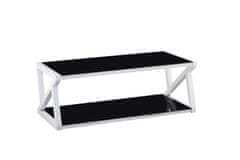 Casa Vital Konferenční stolek LARS, bílá a černá, tvrzené sklo, 118x55x42 cm