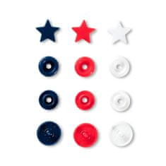PRYM Plastové patentky "Color Snaps" hvězdičky, Prym Love, 12,4 mm, 30 ks, červené/bílé/námořnicky modré