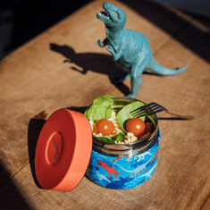 QUOKKA , Dětská nerezová dóza na potraviny dinosaurus, 360 ml