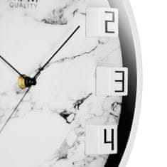 MPM QUALITY Nástěnné hodiny MPM Damali s mramorovým vzorem, bílá