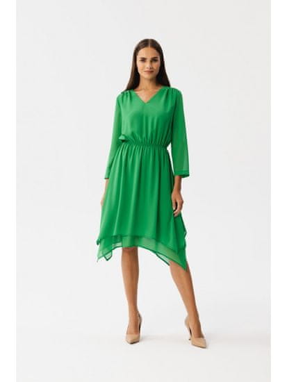 Stylove Dámské asymetrické šaty Spumados S354 světle zelená