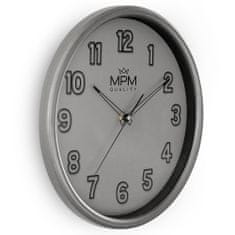 MPM QUALITY Moderní nástěnné hodiny MPM Flynn, šedá
