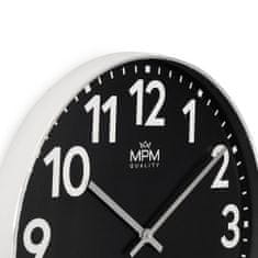 MPM QUALITY Designové nástěnné hodiny MPM Shira, stříbrná/černá