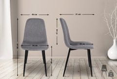 Sortland Jídelní židle Napier - 4 ks - látkové čalounění | šedé