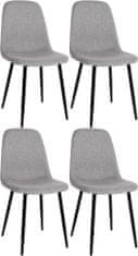 Sortland Jídelní židle Napier - 4 ks - látkové čalounění | světle šedé