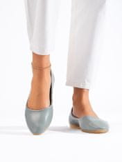 Amiatex Moderní dámské šedo-stříbrné baleríny bez podpatku, odstíny šedé a stříbrné, 36