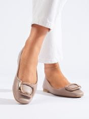 Amiatex Komfortní hnědé dámské baleríny bez podpatku + Ponožky Gatta Calzino Strech, odstíny hnědé a béžové, 37