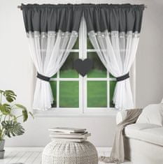 My Best Home Dekorační krátká záclona s řasící páskou KALINA bílá/tmavě šedá 400x145 cm MyBestHome
