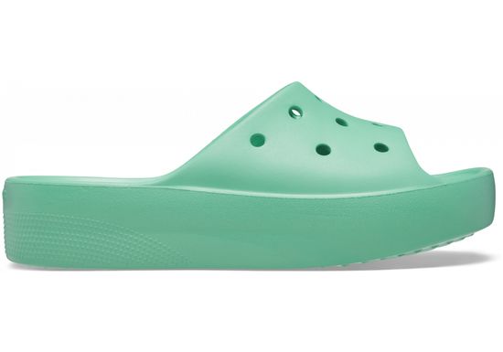 Crocs Classic Platform Slides pro ženy, 41-42 EU, W10, Pantofle, Sandály, Jade Stone, Zelená, 208180-3UG