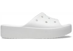 Crocs Classic Platform Slides pro ženy, 42-43 EU, W11, Pantofle, Sandály, White, Bílá, 208180-100