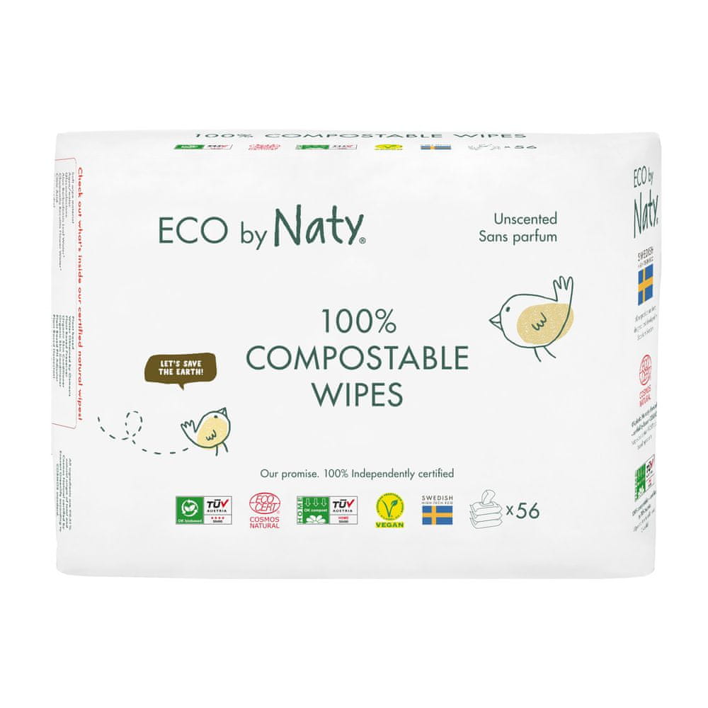Levně ECO by Naty ECO Vlhčené ubrousky bez vůně - pro citlivou pokožku (3x56 ks)