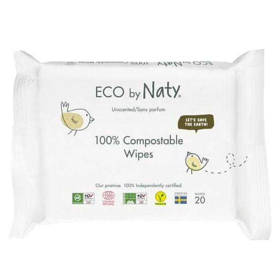 ECO by Naty ECO Vlhčené ubrousky bez vůně - pro citlivou pokožku (20 ks)