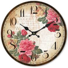 Isabelle Rose Dřevěné nástěnné hodiny Pink Roses 29 cm