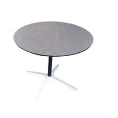 Casa Vital Jídelní stůl CasaDolce BARONI, šedý, 110x110x75 cm, kulatá deska, mramorový vzor, kovové nohy